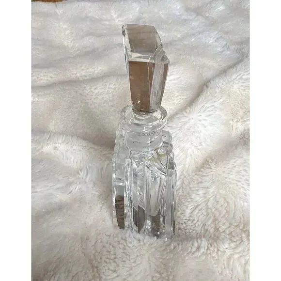 Set of 2 Crystal Lead Cut Clear Glass Perfume Bottles with Stoppers Vanity Decor - Picture 14 of 16